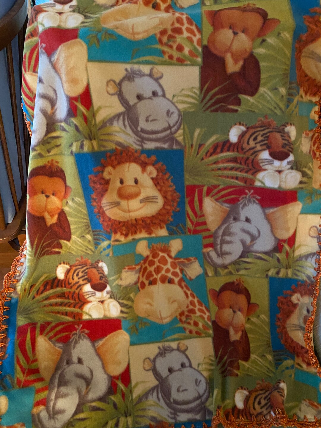 Jungle Animals Fleece Baby Blanket Etsy