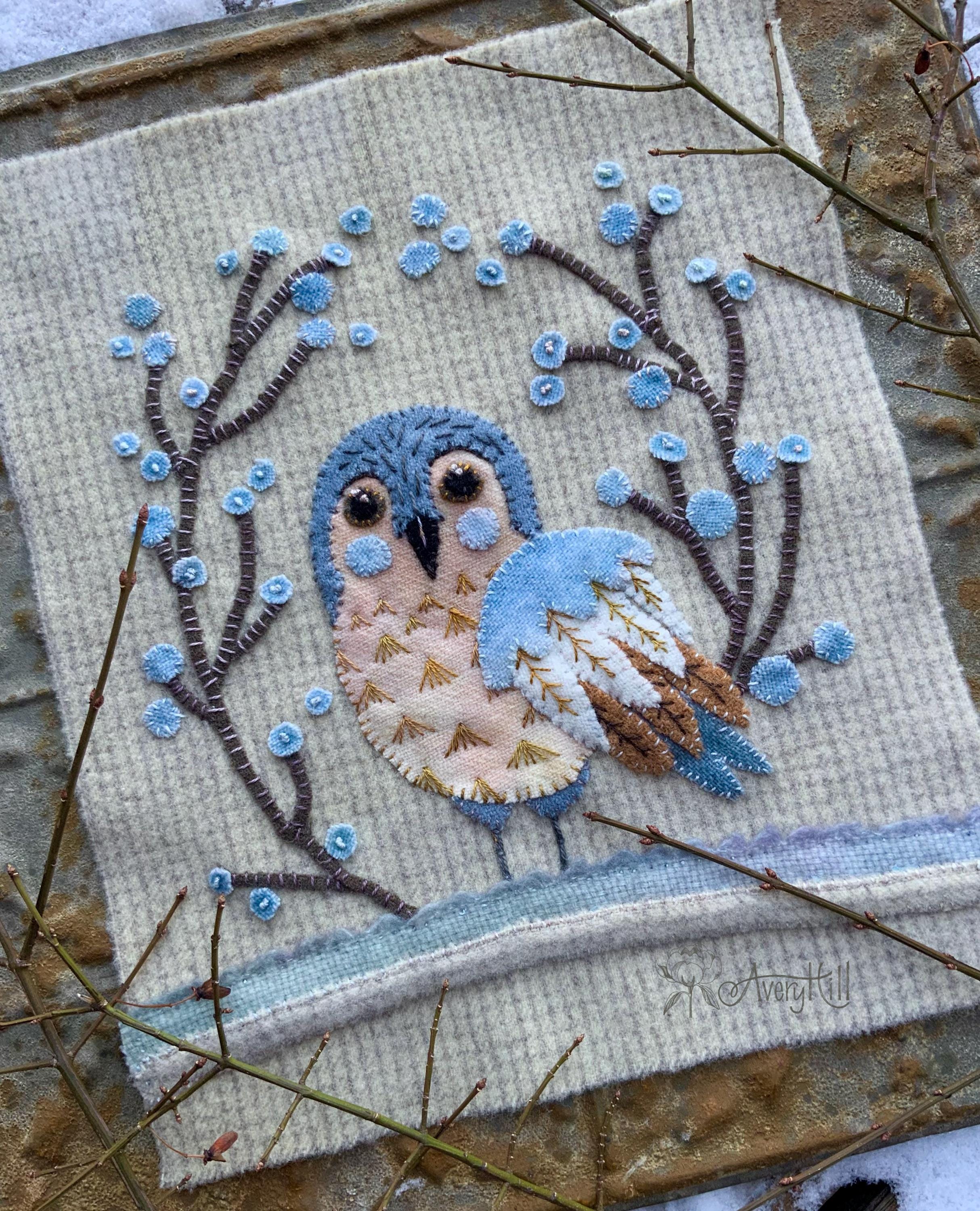 Winter Woodland Owl Wool Appliqu&eacute; Embroidery DIGITAL Download PDF PATTERN Handmade Michelle P
