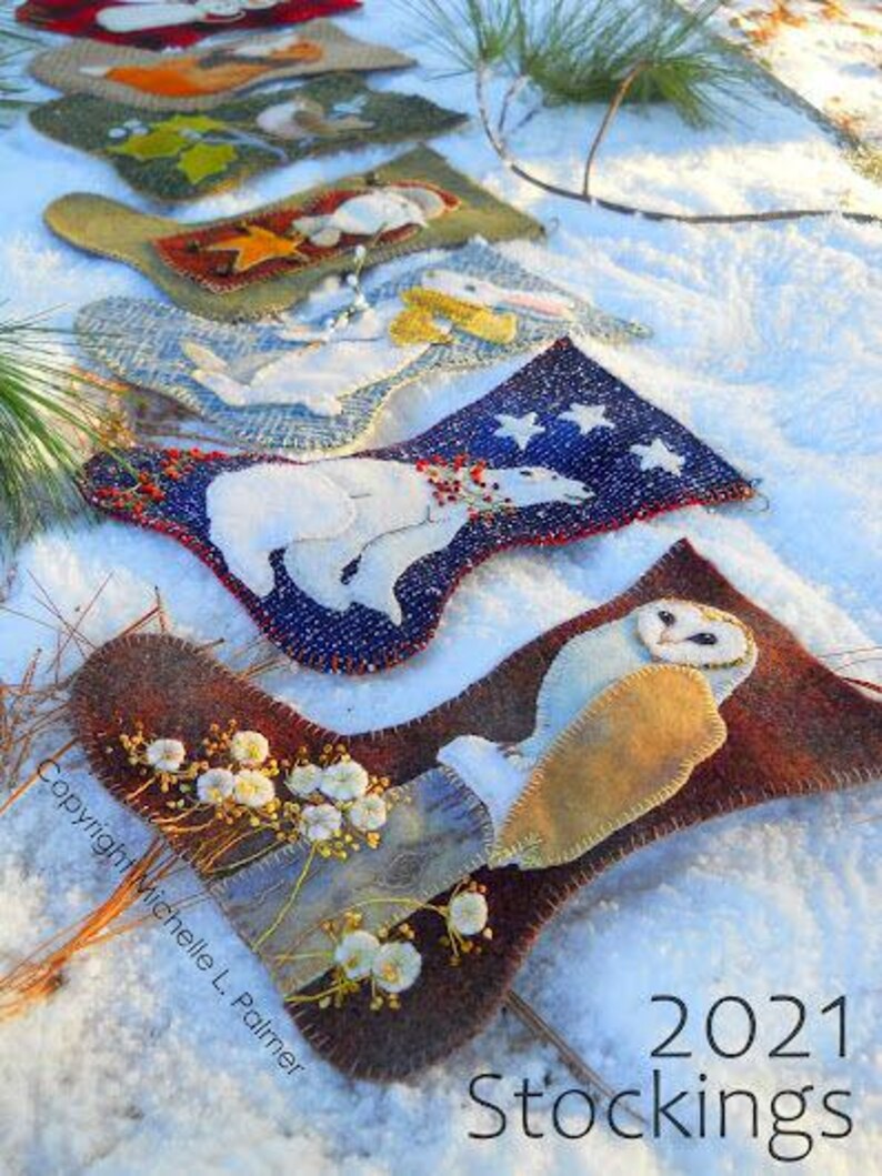 Starry Night Polar Bear Stocking Wool Appliqué Embroidery DIGITAL Jpeg ...