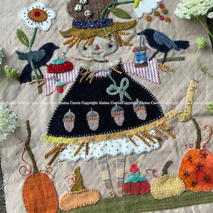 Acorn Annie & the Stitching Crows Wolle Applikation Stickerei DIGITAL Download PDF MUSTER Handmade Michelle Palmer Vogelscheuche Halloween Ernte