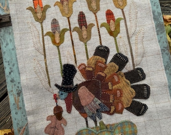 Acorn Tom Wool Appliqué Embroidery DIGITAL Download PDF PATTERN Handmade Autumn Michelle Palmer Turkey Thanksgiving Corn Prim Fall Folk Art