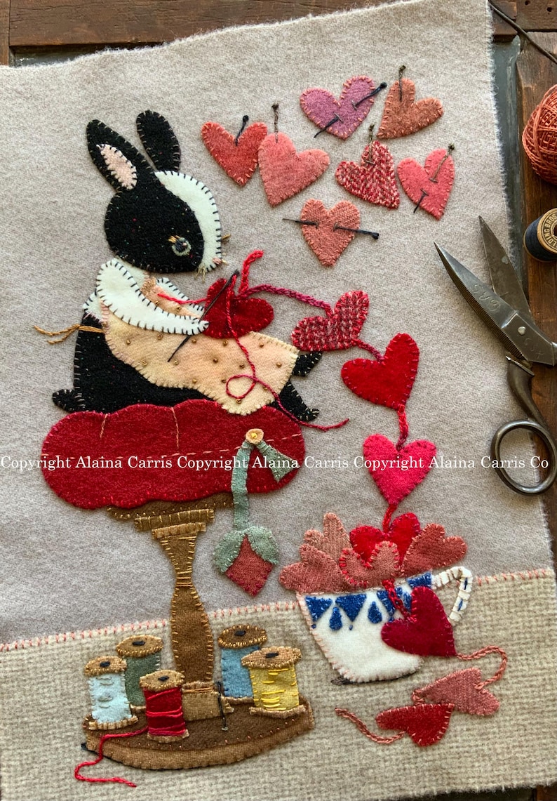 Stitching Rabbit My Cup Runneth Over Wool Appliqué Embroidery DIGITAL ...