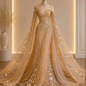prom dress with cape skirt Off Shoulder Long Prom Dress with Cape Skirt The Dress Outlet