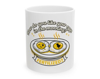 Caneca Ovos Fertilizados | Caneca de Café com Cantada Divertida (325ml, 445ml)