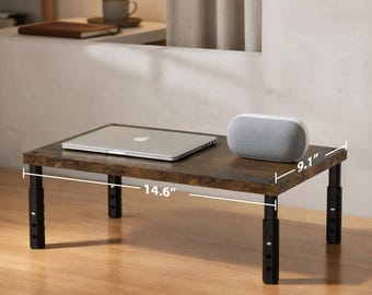 Wooden Monitor Stand Riser, Adjustable Desk Organizer Shelf, Computer Screen Stand for Workspace Setup