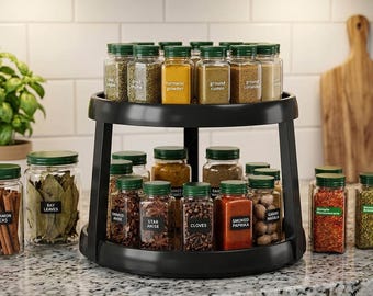 Lazy Susan Turntable Organizer, Rotating Kitchen Storage Tray for Cabinet Countertop Pantry Organization