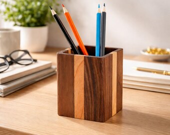 Wooden Desk Organizer with Drawers, Bamboo Office Storage for Pens Supplies Desktop Organizer