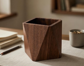 Minimalist Wooden Pen Holder Desk Organizer Rustic Office Desk Accessories