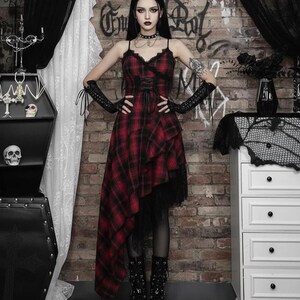 lace up tartan asymmetrical dress Asymmetric Tartan Dress