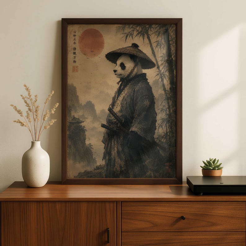 Vintage Samurai Panda Warrior Wall Art | Japanese Wall Decor, Asian ...