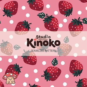 Strawberries Seamless Pattern | 10x10 inch Repeat Tile | Digital Paper | Fabric & Print Design | Instant Download