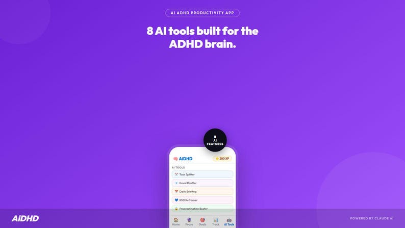 AiDHD AI Planner – ADHD-uppgiftshanterare, vanespårare, målsättare och humörspårare (webbapp) bild 3