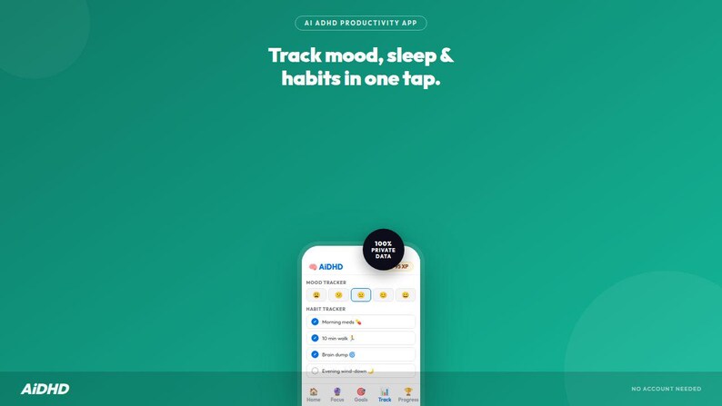 AiDHD AI Planner – ADHD-uppgiftshanterare, vanespårare, målsättare och humörspårare (webbapp) bild 4