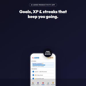 AiDHD AI Planner – ADHD-uppgiftshanterare, vanespårare, målsättare och humörspårare (webbapp) bild 5