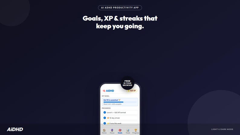AiDHD AI Planner – ADHD-uppgiftshanterare, vanespårare, målsättare och humörspårare (webbapp) bild 5