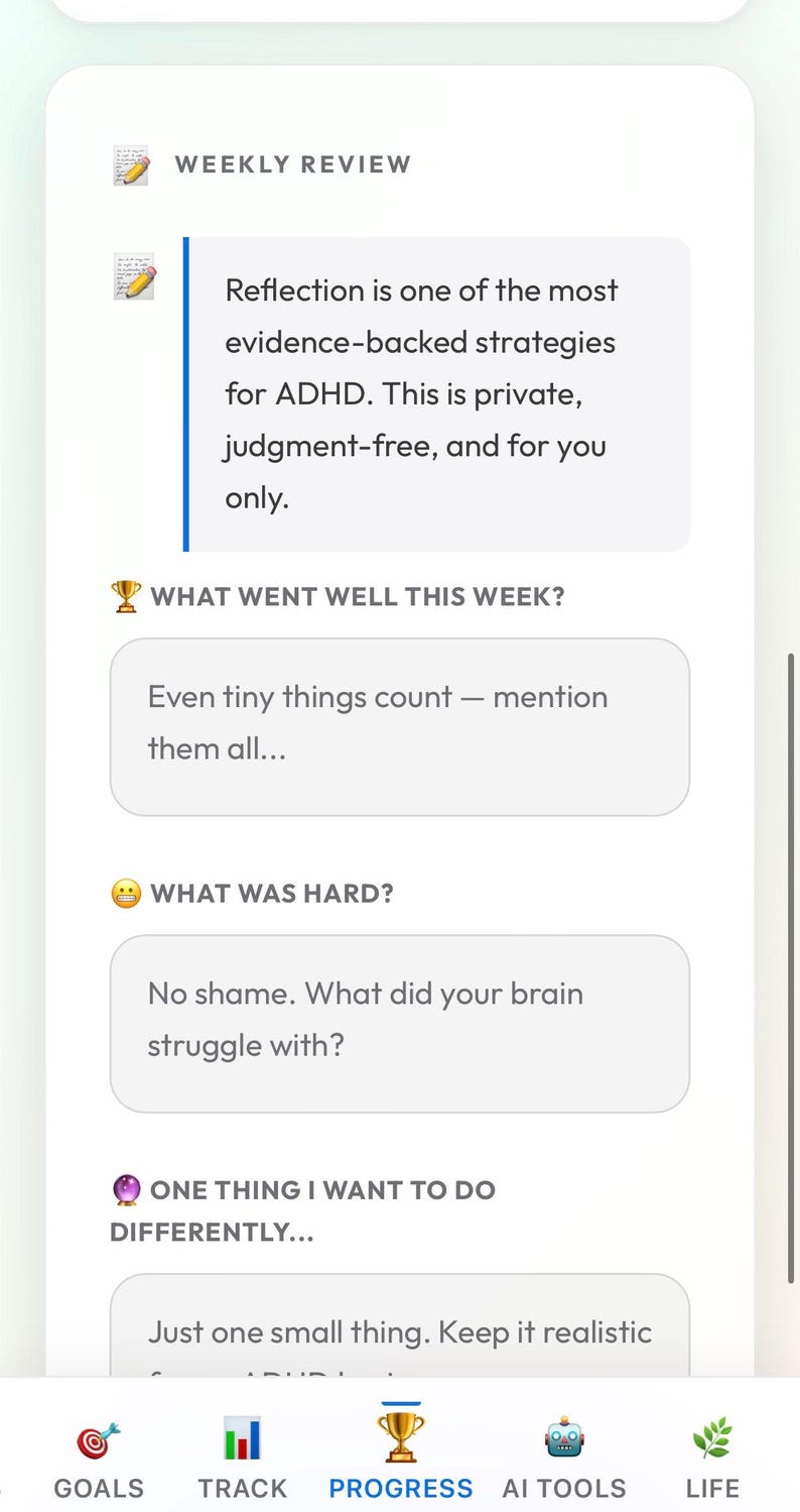AiDHD AI Planner – ADHD-uppgiftshanterare, vanespårare, målsättare och humörspårare (webbapp) bild 8