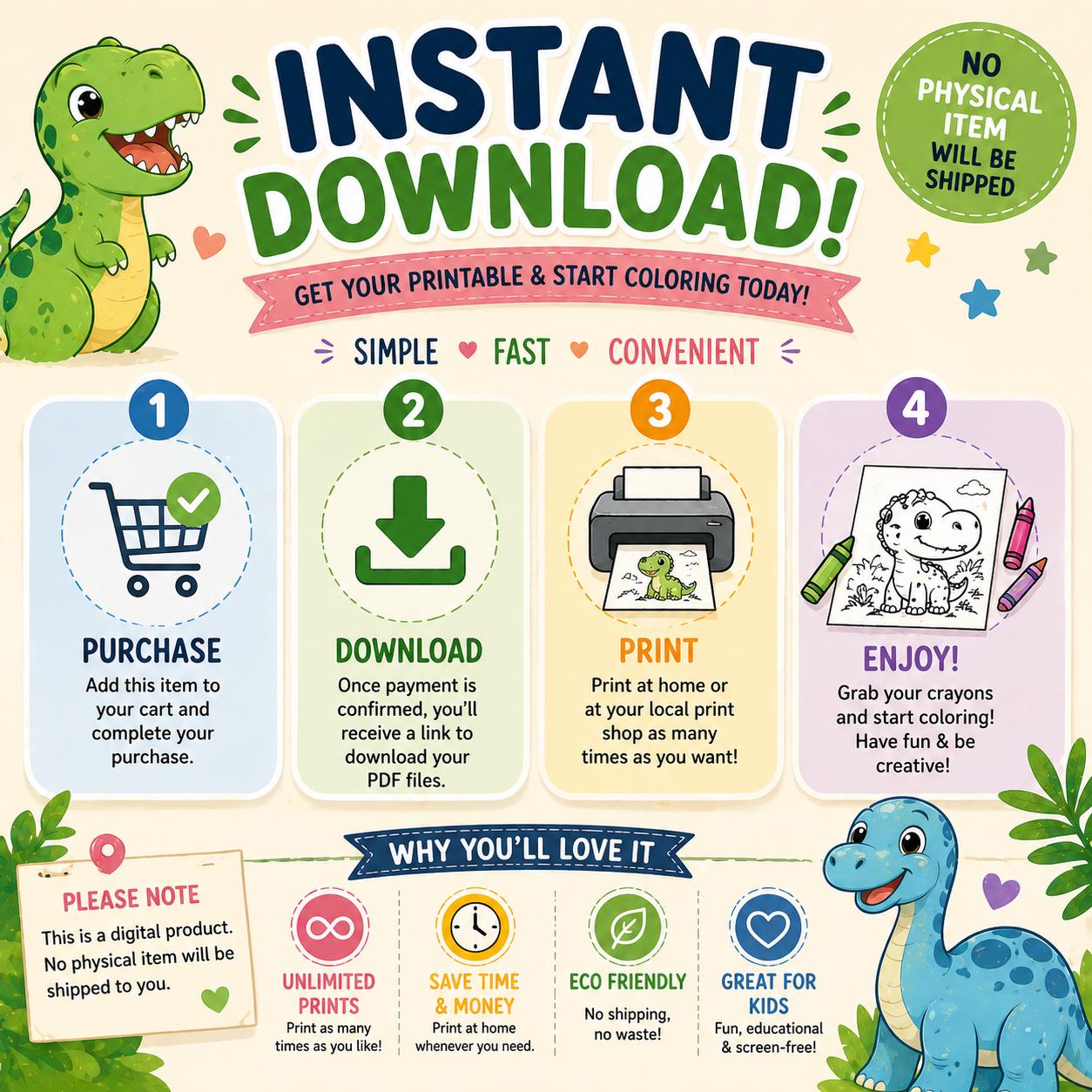 Dinosaur Coloring Book for Kids Ages 4-6, Fun Facts Printable PDF - Etsy