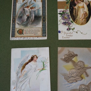 Set di Quattro Antiche CARTOLINE DI PASQUA Cartolina ANGEL A tema religioso