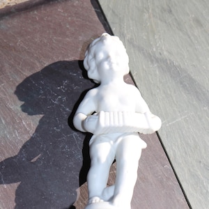 50s Porcelain CHERUB on Pedestal for REPURPOSE Furniture Part Mixed Media Supply