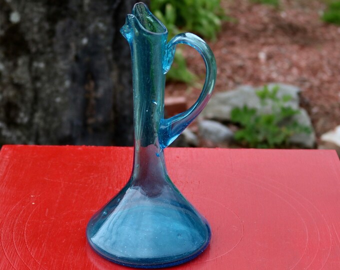 Unique Vintage Hand Blown BLUE GLASS VASE From an Old New Etsy