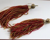 Set of Two Vintage GLASS BEAD TASSELS Sparkle and Shimmer Repurpose Home and Garden decor 1940s 50s Necklace Belt Hanger