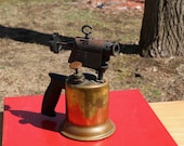 Vintage BRASS BLOW TORCH Salvaged from an Old New England Barn Industrial Steampunk Repurpose Display