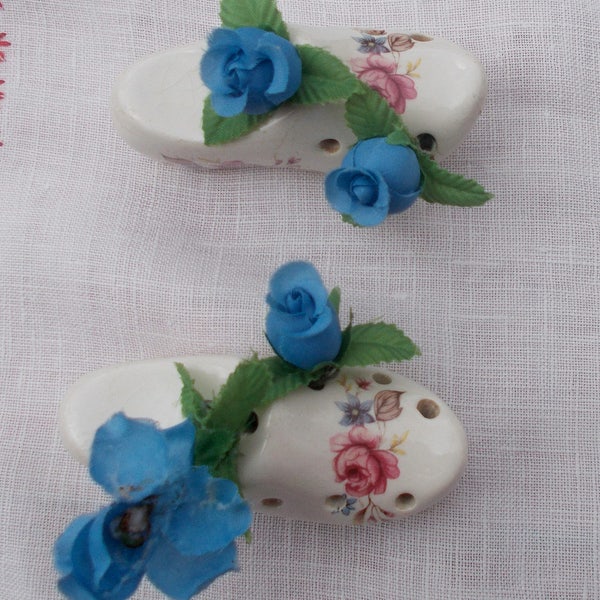 Ceramic Shoes with holes for Flower Arrangements  Display Repurpose