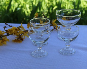 50s Clear BUBBLE BARWARE Anchor Hocking 3-Cordial 1-Martini Collectible Glass