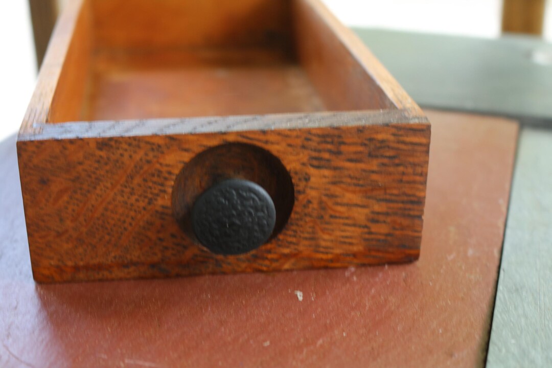 FOR ONE Antique Small Wooden Drawer With Black Wrought Iron Button Pull ...
