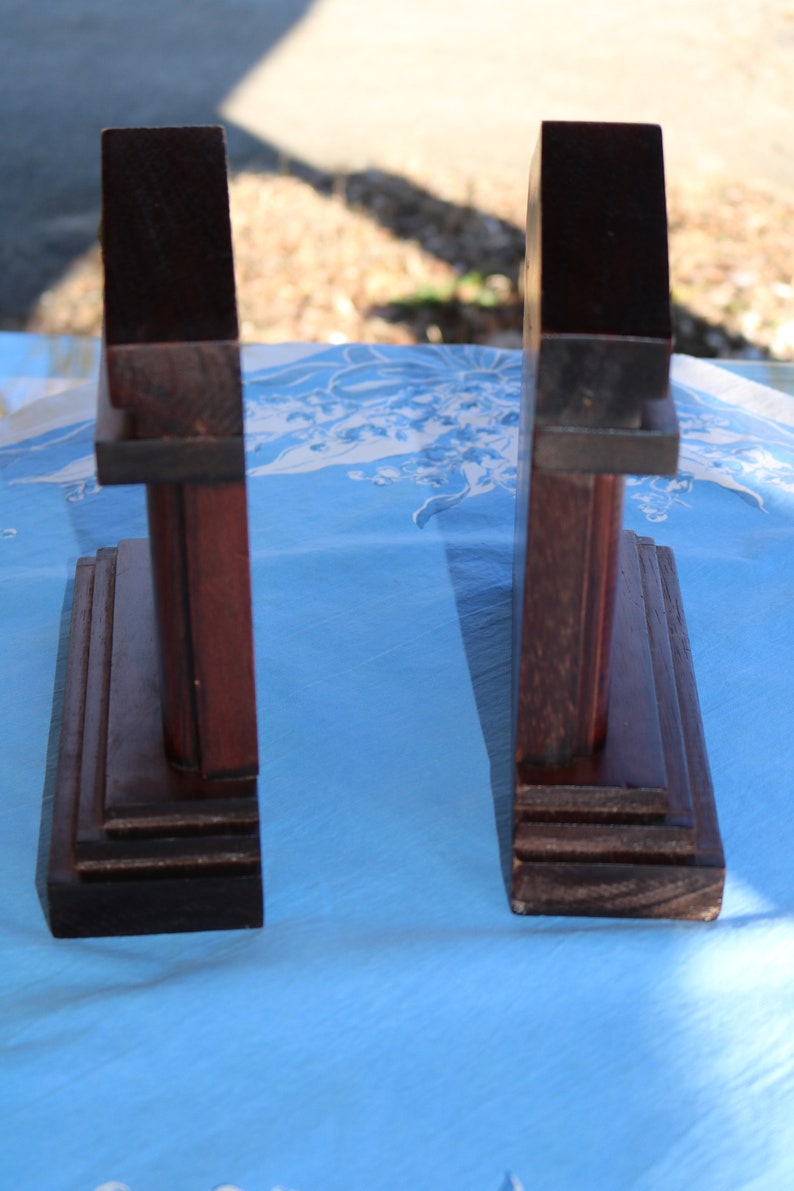60s Federal Style Four Column BOOKENDS Hand Crafted with a Cherry Stain Large image 4