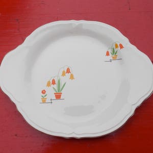 Vintage Edwin Knowles China Platter Made in USA marked 45 - 2 Potted Plant Decor 1940s