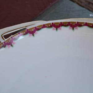 Antique Austrian Moritz Zdekauer Dessert Tray with Four Dessert Plates Cutout Handles Austria