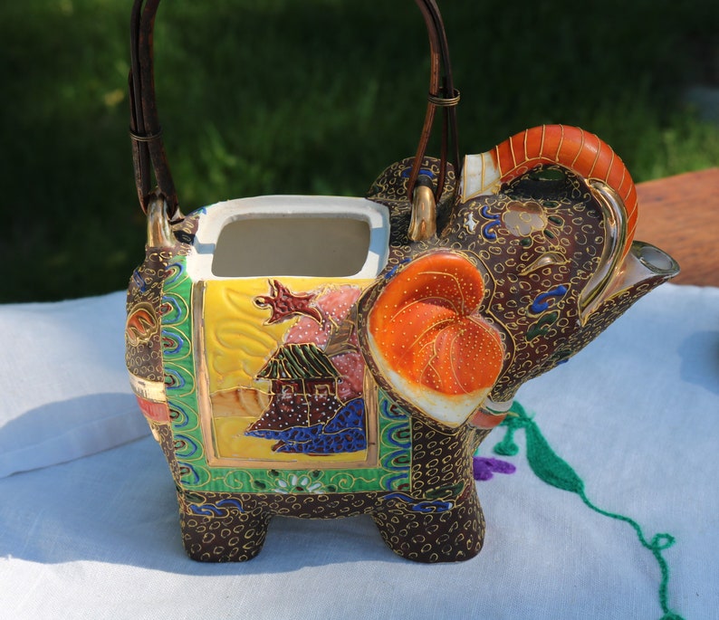 40s Moriage Satsuma Japanese Painted ELEPHANT TEAPOT With Etsy