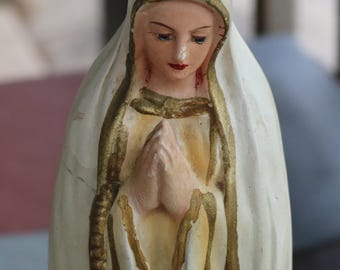 50s Our Lady of Fatima Chalkware Statue Mary Catholic