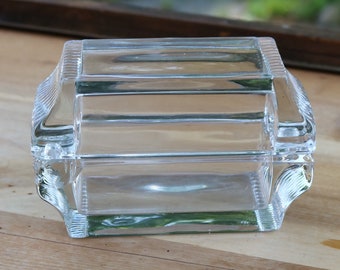 Unique DECO Style Two Piece Clear Glass Water Container Used for Wetting Stamps and Envelopes  Missing Rolling Cylinder  Supplies Home decor