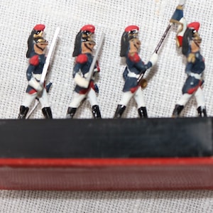French Republican Guard Miniature Soldiers No. 229 About 1 inch high in Original Plastic Case Marked Miniplams ALYMER Made in Spain