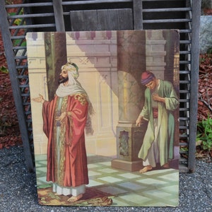 Cinco CARTELES BÍBLICOS CRISTIANOS de los años 1960 y 70 para la instrucción Ayudas visuales para la clase escolar