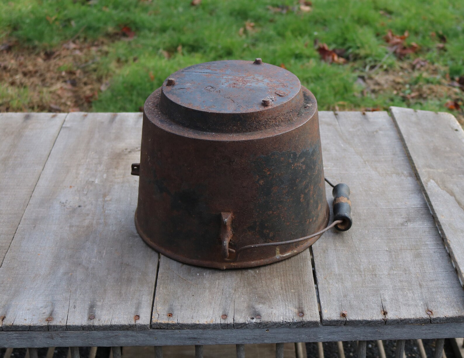 Antique 1900s Industrial SMELTING BUCKET Pot Wooden Handle Etsy