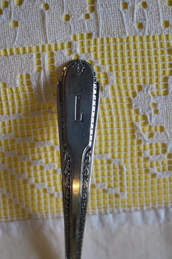 30s Gorham Cavalier Silver Plate LADLE Engraved With a L Wear to