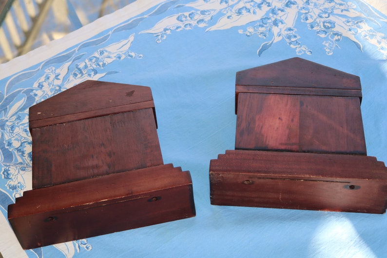 60s Federal Style Four Column BOOKENDS Hand Crafted with a Cherry Stain Large image 9