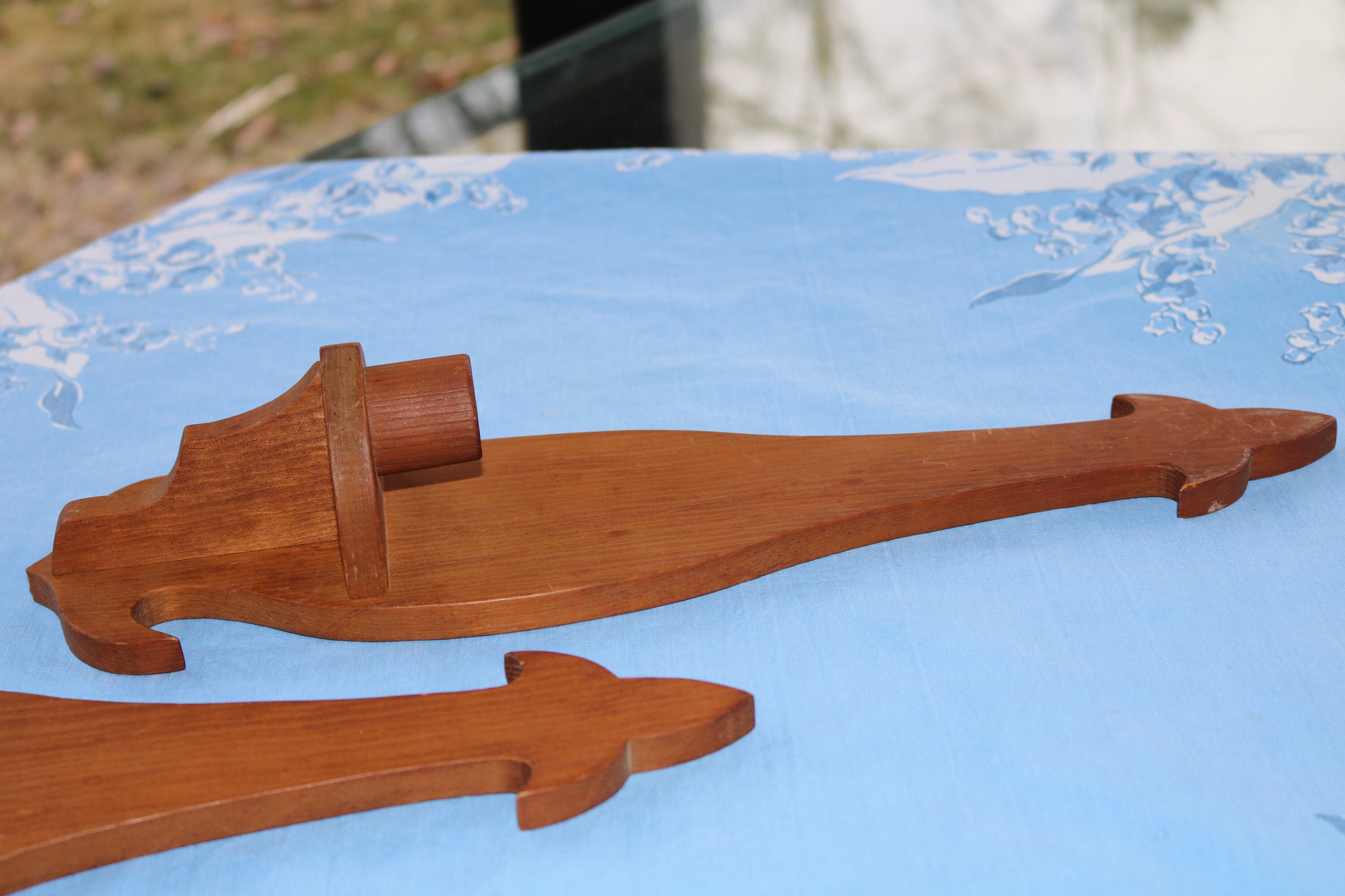 Two 70s Hanging Wooden CANDLESTICK HOLDERS Set of 2 Handcrafted