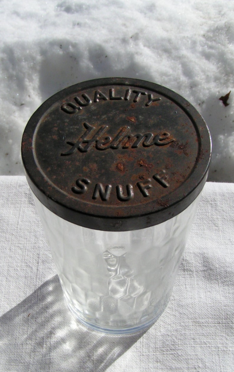 30s HELME Snuff JAR Glass with Tin Lid Tobacco TOBACANNA Etsy