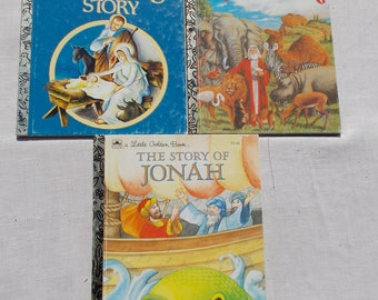Five Little Golden Books Christmas Story Jonah Daniel in the Lions Den David and Goliath and Noahs Ark
