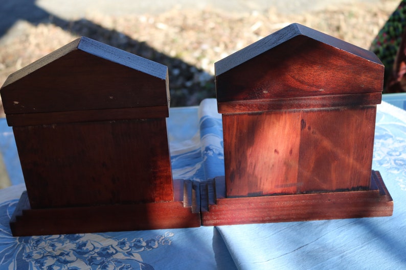 60s Federal Style Four Column BOOKENDS Hand Crafted with a Cherry Stain Large image 3