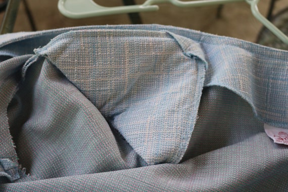 M Medium 70s Faux Linen Suit Blue and White Wash … - image 8