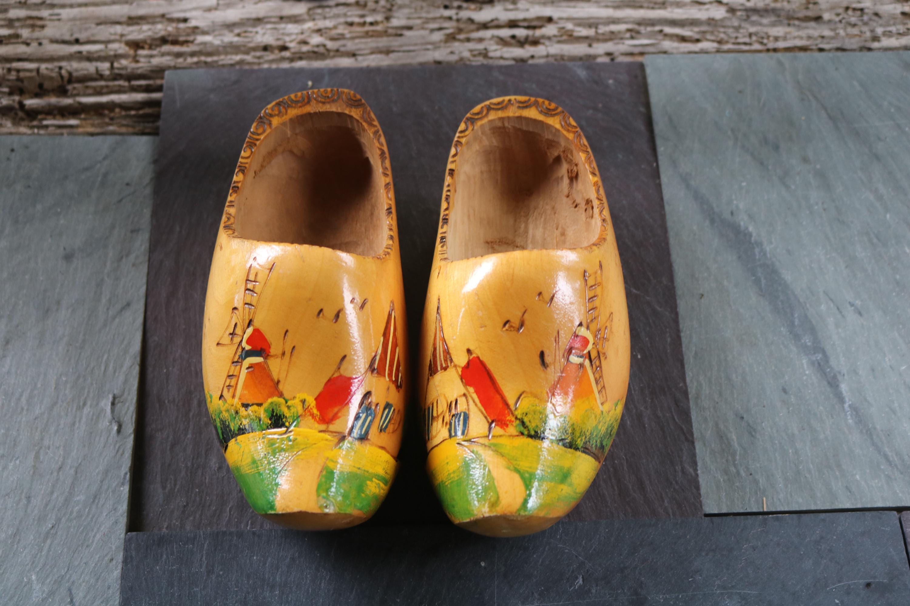 50s 60s Hanging Child Sized WOODEN SHOES Hand Crafted HOLLAND