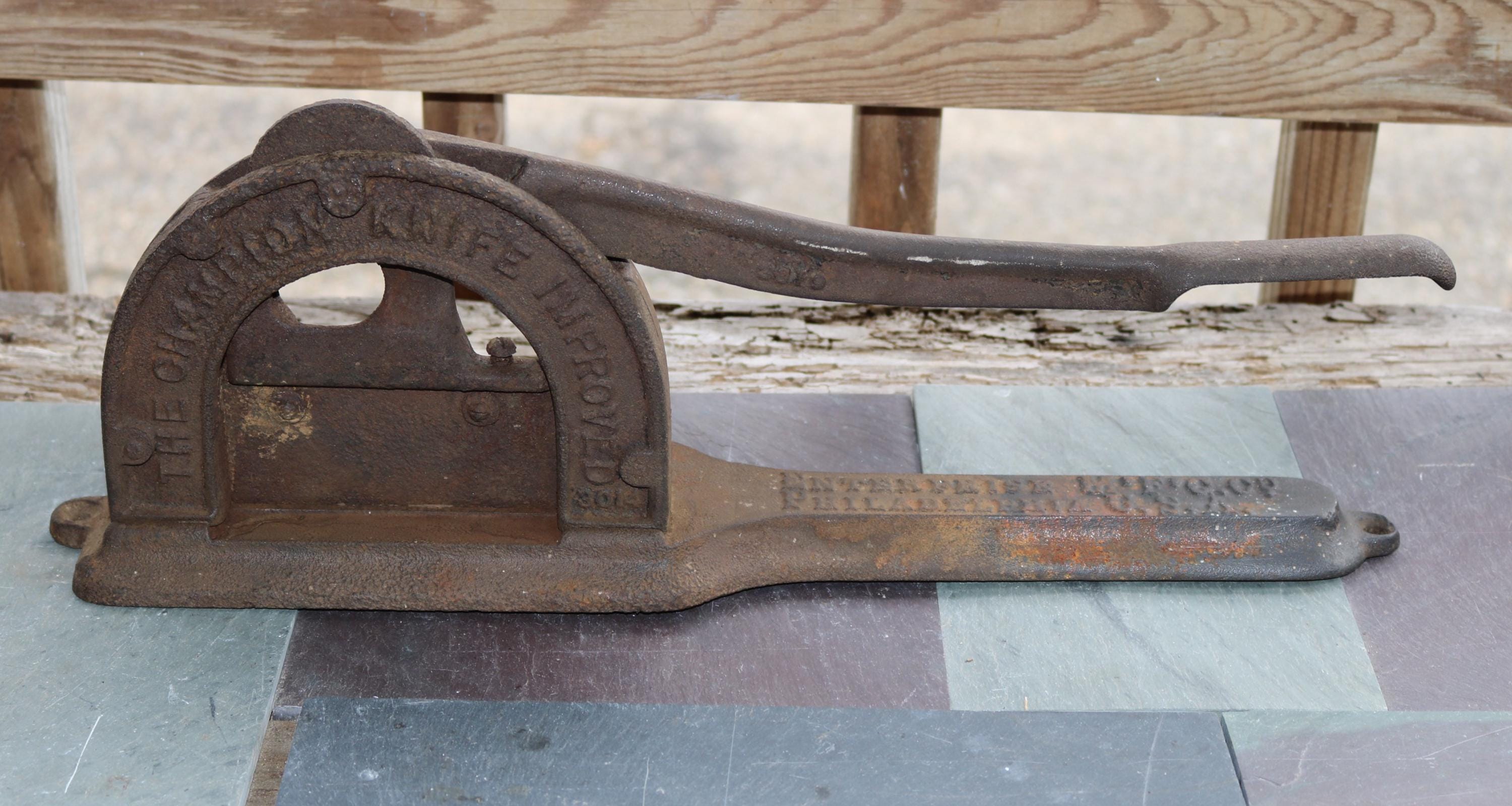 tobacco cutter knife 1885-1910 Tobacco Plug CUTTER the Champion Knife Enterprise USA Industrial  Antique