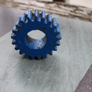 Three Industrial Metal Shapes Cast Iron Gear and Wheel and an Aluminum Cone Art Supply Repurpose Steampunk Display