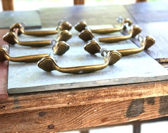 Set of SEVEN Brass Drawer or Cabinet Pulls in Club Foot Classic Design