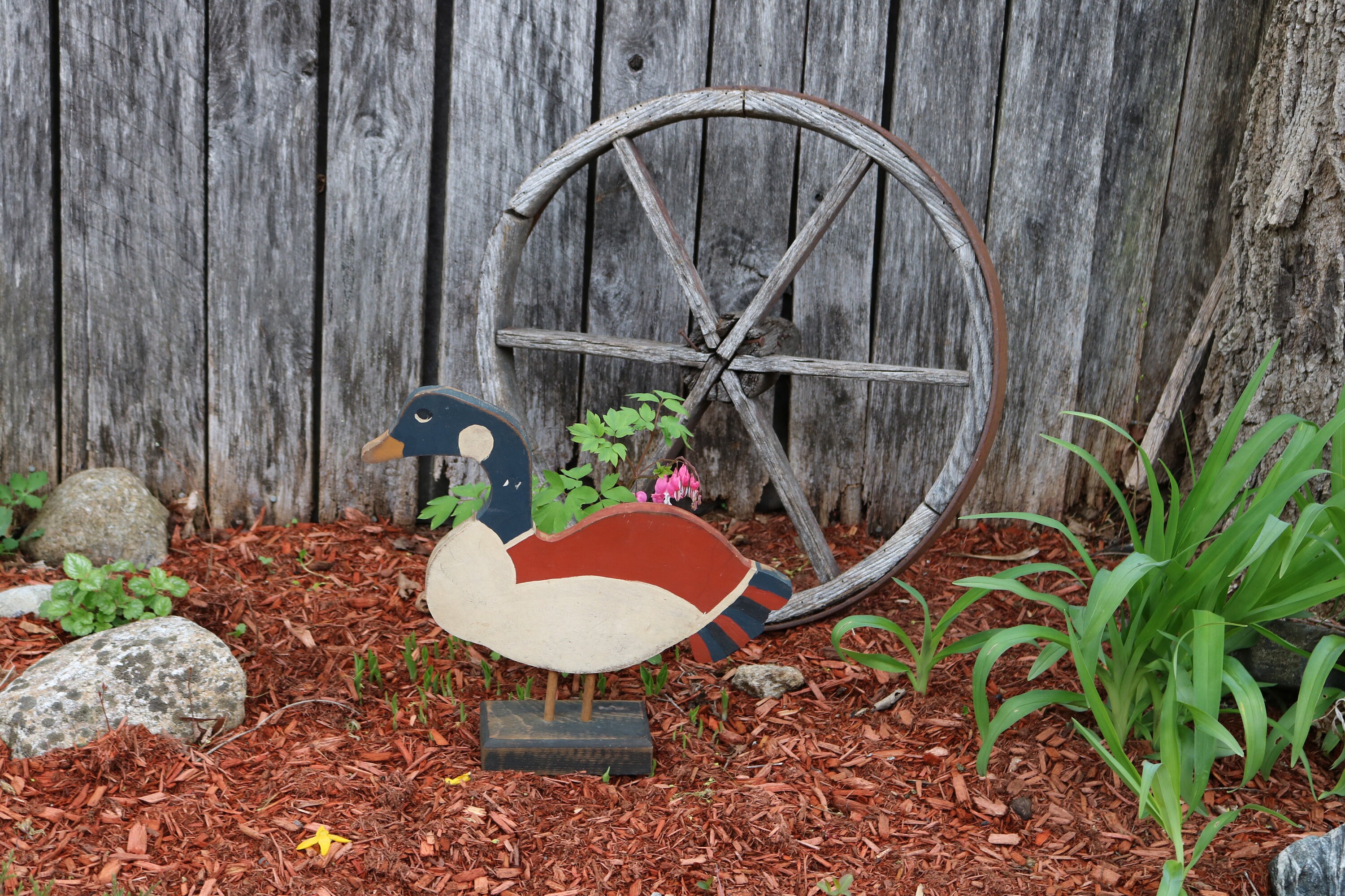 Primitivo madera tallada Mallard pato césped porche patio | Etsy